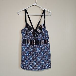 Swim by Cacique Tankini Top Underwired Beach Swimsuit Multicolor Design Size 44C